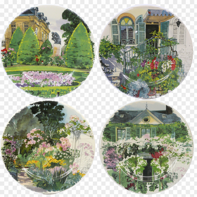 Paris Giverny Gien Plate Monet's Garden PNG