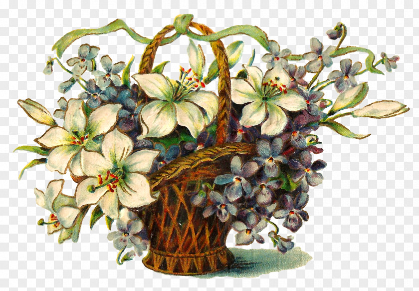 Spring Flower Basket Clip Art PNG