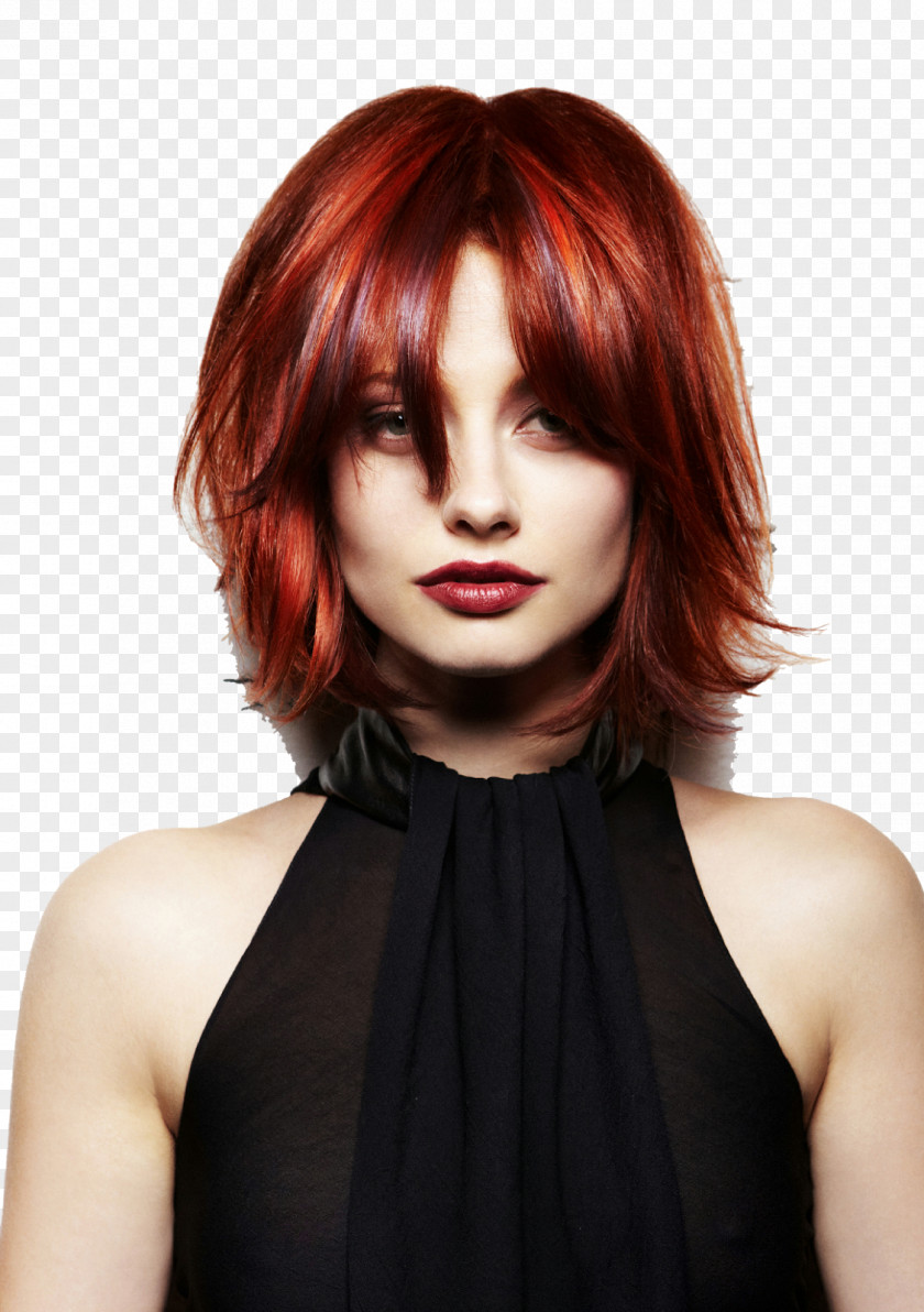 Model Long Hair Capelli Hairstyle Bob Cut Red PNG