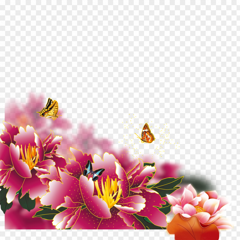 Peony Mid-Autumn Festival Chinese New Year Adobe Illustrator PNG