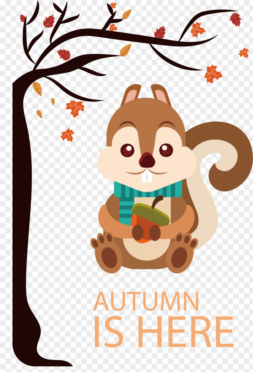 Lovely Autumn Squirrel Clip Art PNG