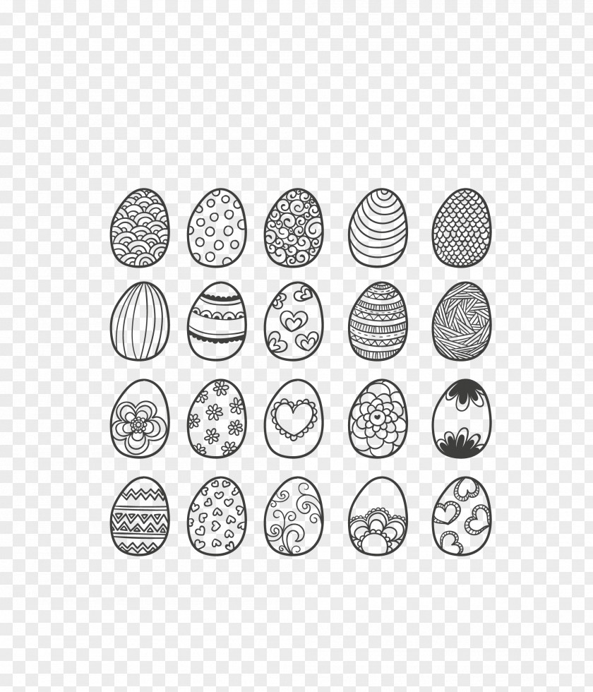 Vector Black Simple Lines Collection Of Eggs Easter Bunny Drawing Egg PNG