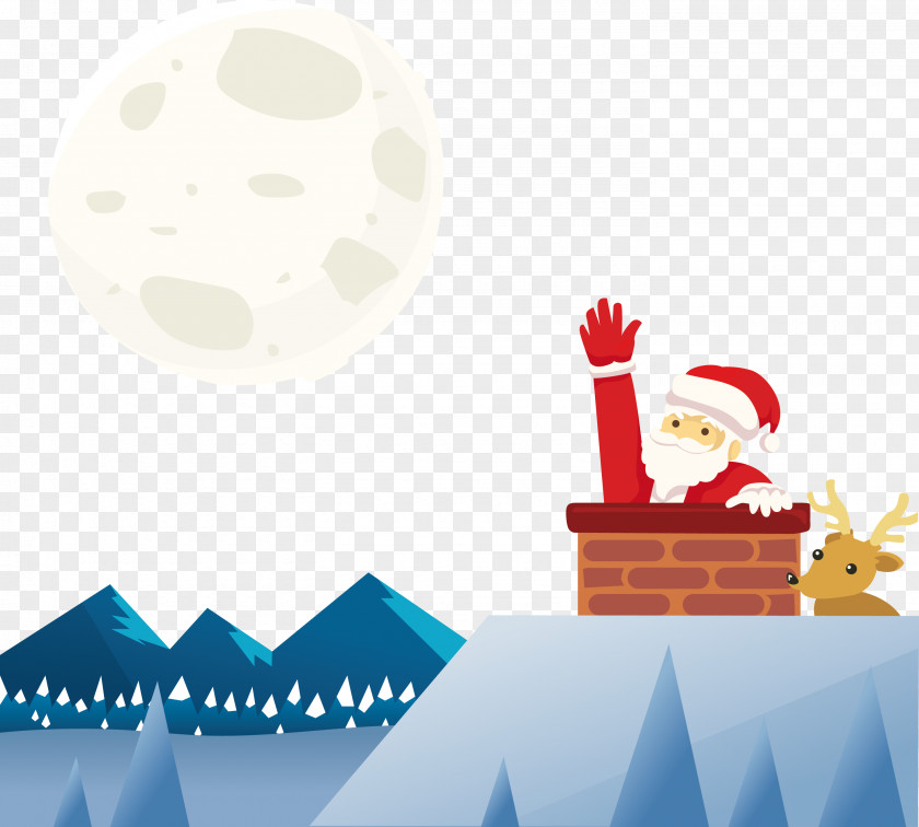 Vector Chimney Santa Claus Euclidean Illustration PNG