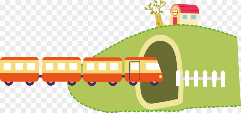 Train Through The Tunnel Vector PNG