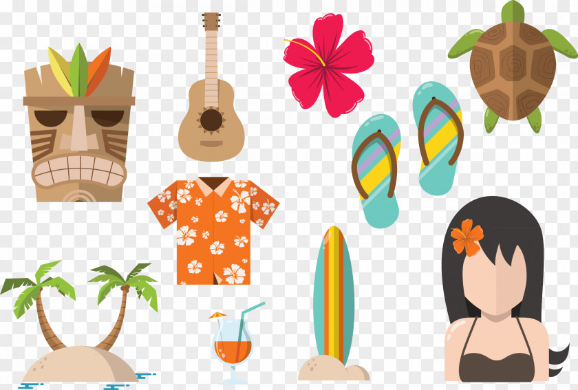 Hawaii Beach Vacation Elements Hawaiian Beaches Icon PNG