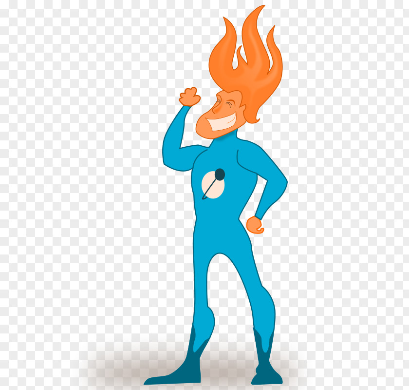 Blue Dress Orange Hair Cartoon Flame Superhero Clip Art PNG