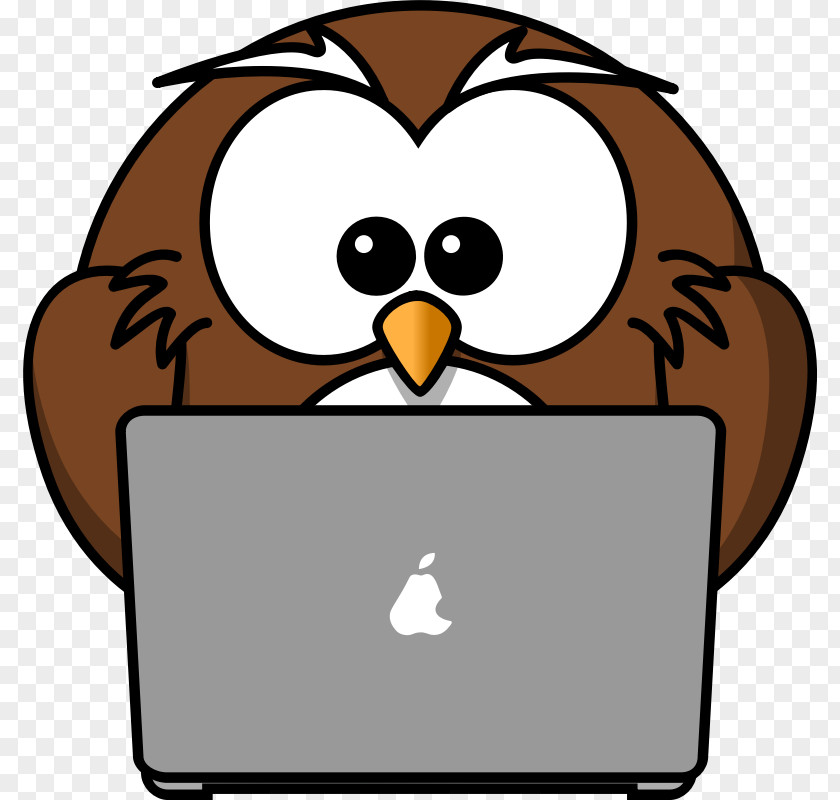 Laptop Owl Typing Clip Art PNG
