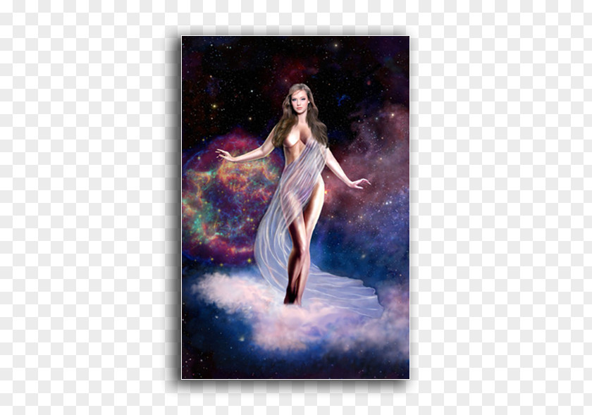 Goddess Beauty Night Sky Violet Nebula Painting PNG