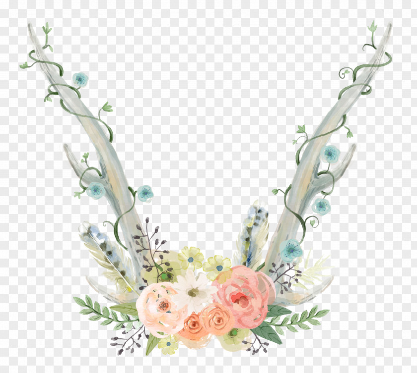 Drawing Tengman Wound Watercolour Flowers Watercolor Painting Antler Clip Art PNG