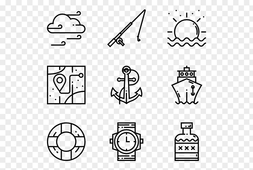Nautical Elements Icon Design Graphic PNG