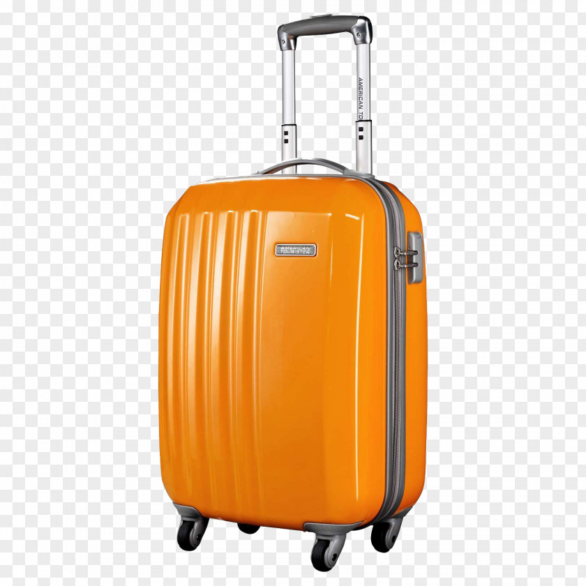 Orange Suitcase Caster American Tourister Samsonite Baggage Travel PNG