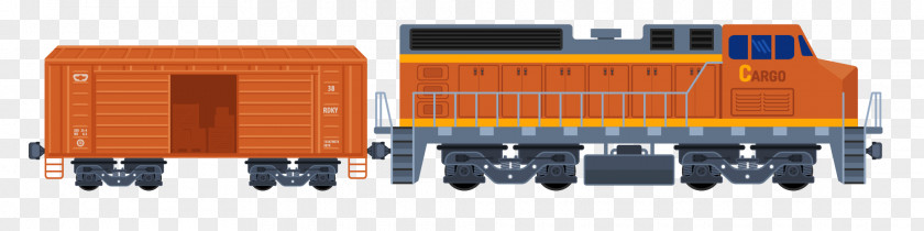 Red-painted Cartoon Train Goods Wagon Railroad Car PNG