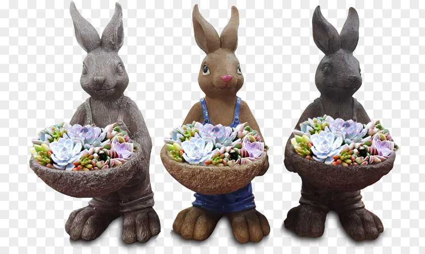 Three Bunny Creative Flowerpot Easter European Rabbit PNG