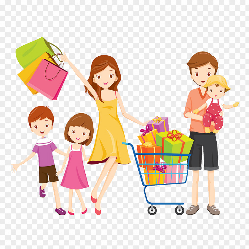 A Family Of 4 Shopping Cart Royalty-free PNG