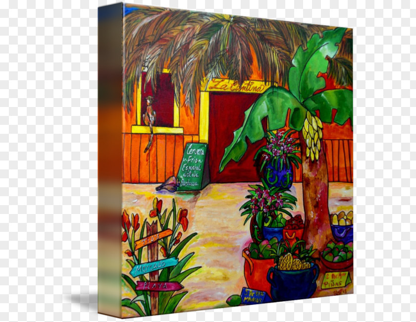 Cantina Modern Art Acrylic Paint Gallery Wrap Mural Canvas PNG