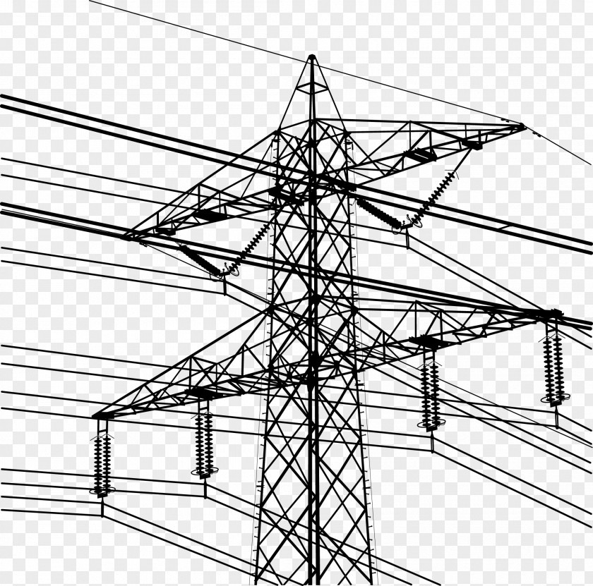 High Voltage Tower Electricity Overhead Power Line Electric Transmission PNG