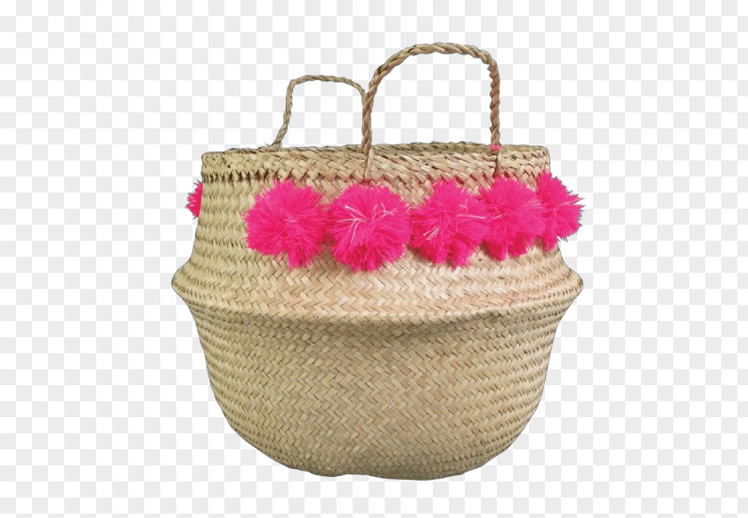 Pink Basket Wicker Storage Home Accessories PNG