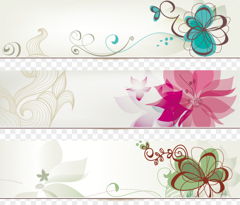Hand-painted Flower Banner Web PNG