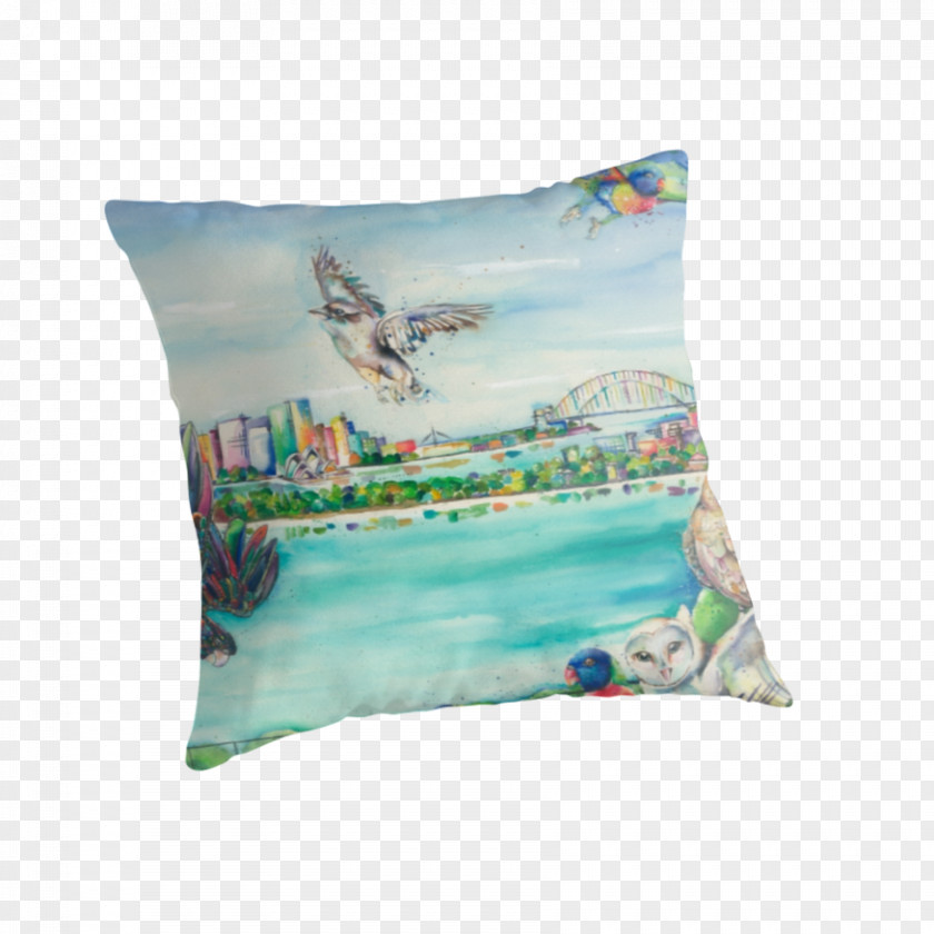 Birds Eye View Burger Throw Pillows Cushion Turquoise PNG