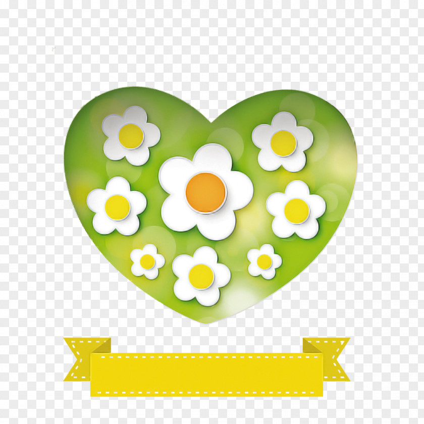 Green Yellow Heart Plant Pattern PNG