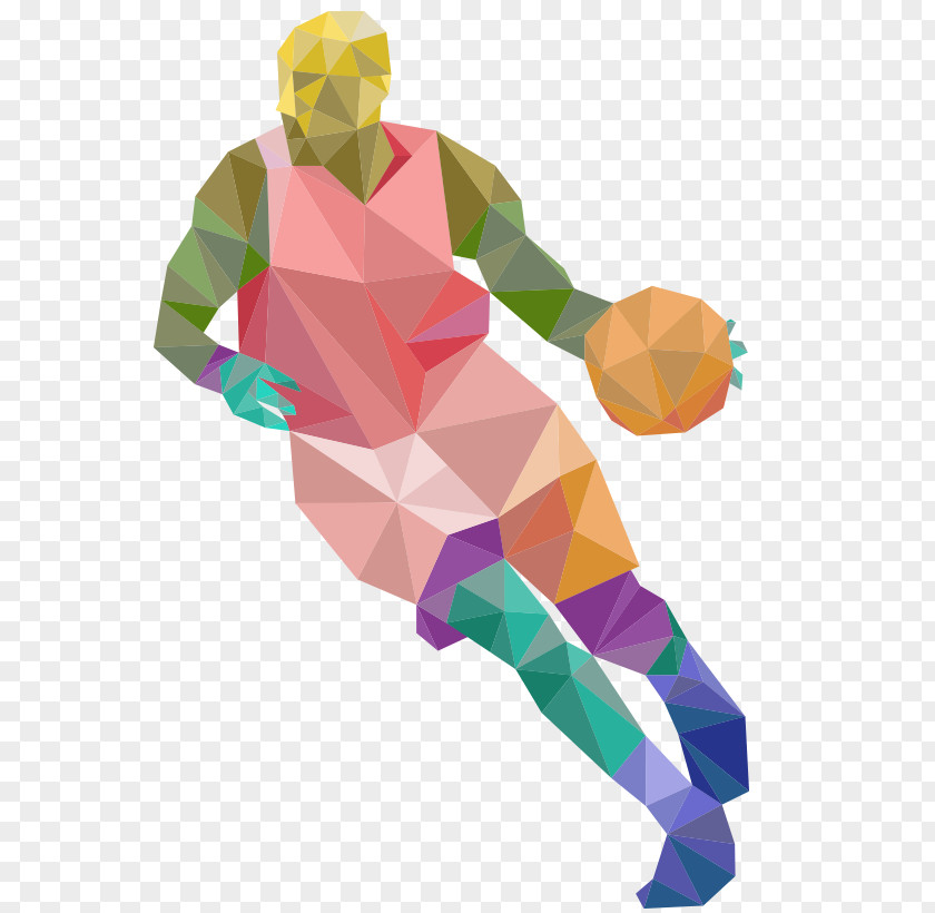 Cartoon Hand-painted Origami Effect Basketball Player Sport Athlete PNG