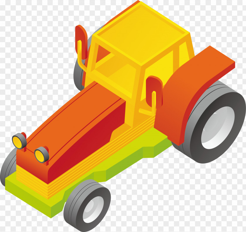 Cartoon Tractor Material PNG