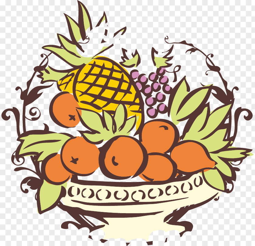 Pineapple Apple Fruit Basket Vector Material PNG