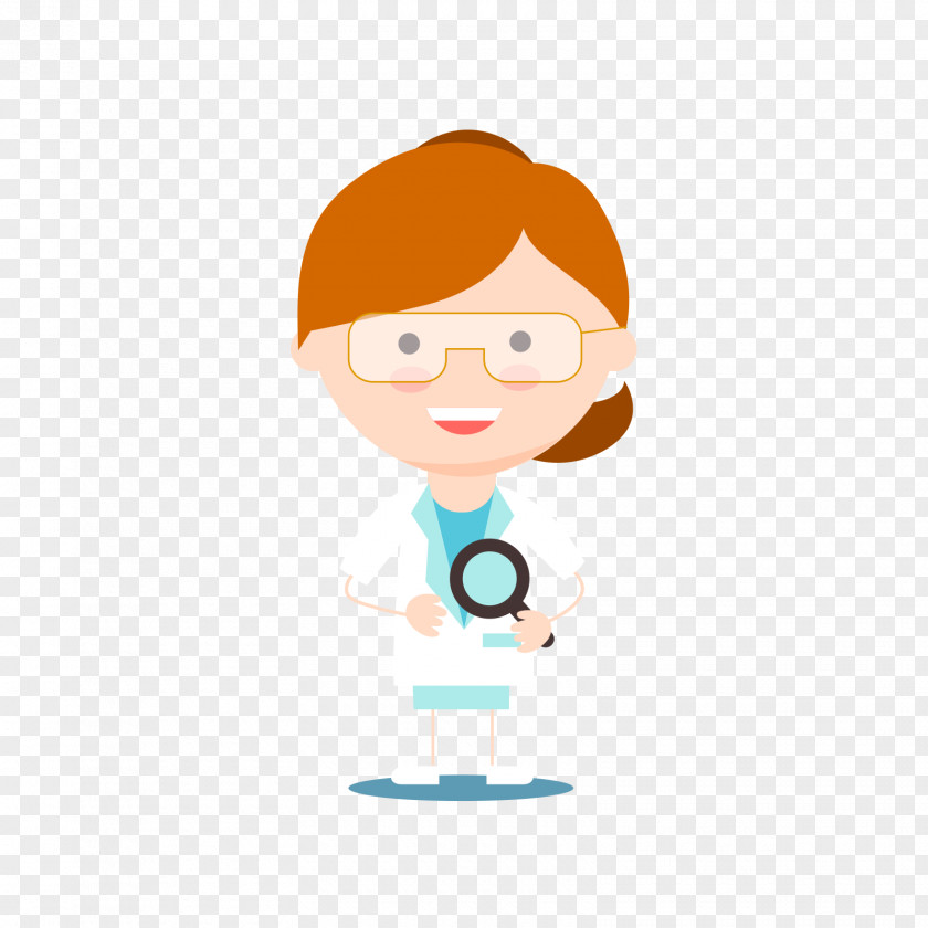 A Female Scientist Holding Magnifying Glass Clip Art PNG