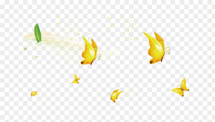 Wind Flying Butterflies Yellow Computer Pattern PNG