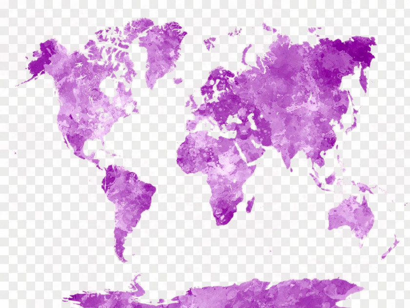 Beautiful Watercolor World Map Design Painting Poster PNG