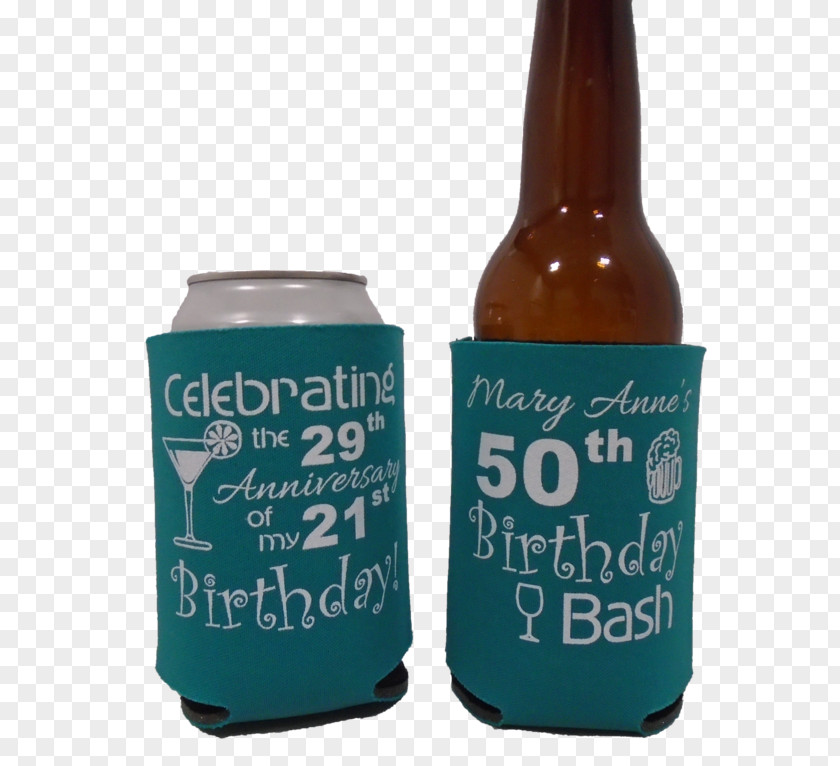 Beer Bottle Koozie Birthday Party PNG
