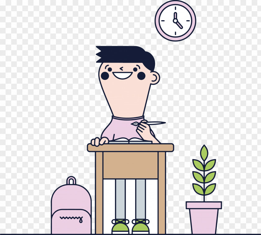 Cartoon Male Teacher Preparing Lessons Student Illustration PNG