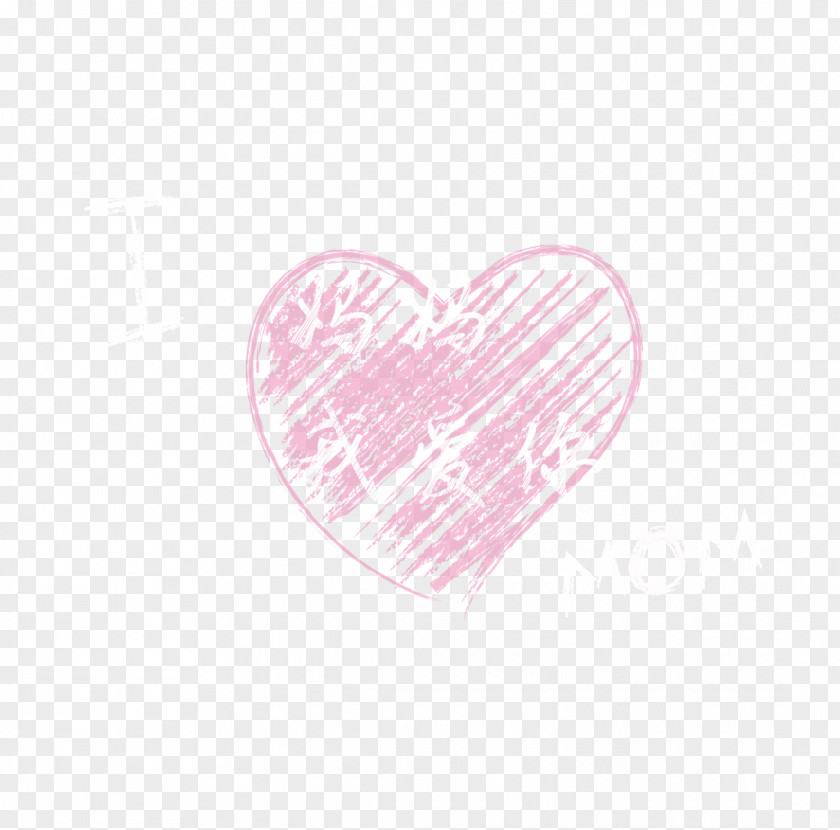 Mom, I Love You Heart Pink Petal Pattern PNG