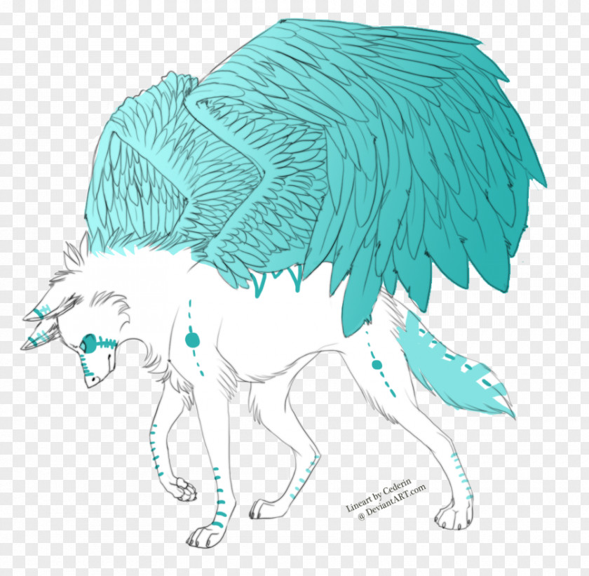 Winged Wolf Drawings Deviantart Line Art Illustration Dog Drawing Painting PNG