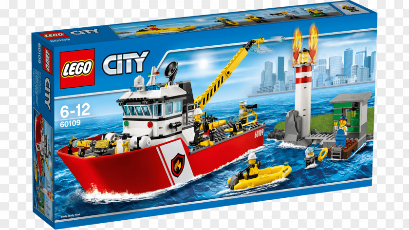 Toy LEGO 60109 City Fire Boat Lego Minifigure PNG