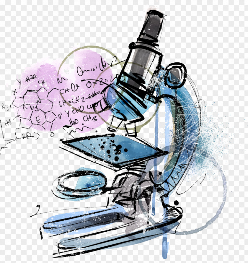Vector Hand-painted Graffiti Microscope Cartoon Optical Instrument Illustration PNG