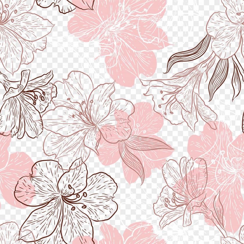 Hand Painted Pink Flowers Leaves Flower Leaf Petal PNG