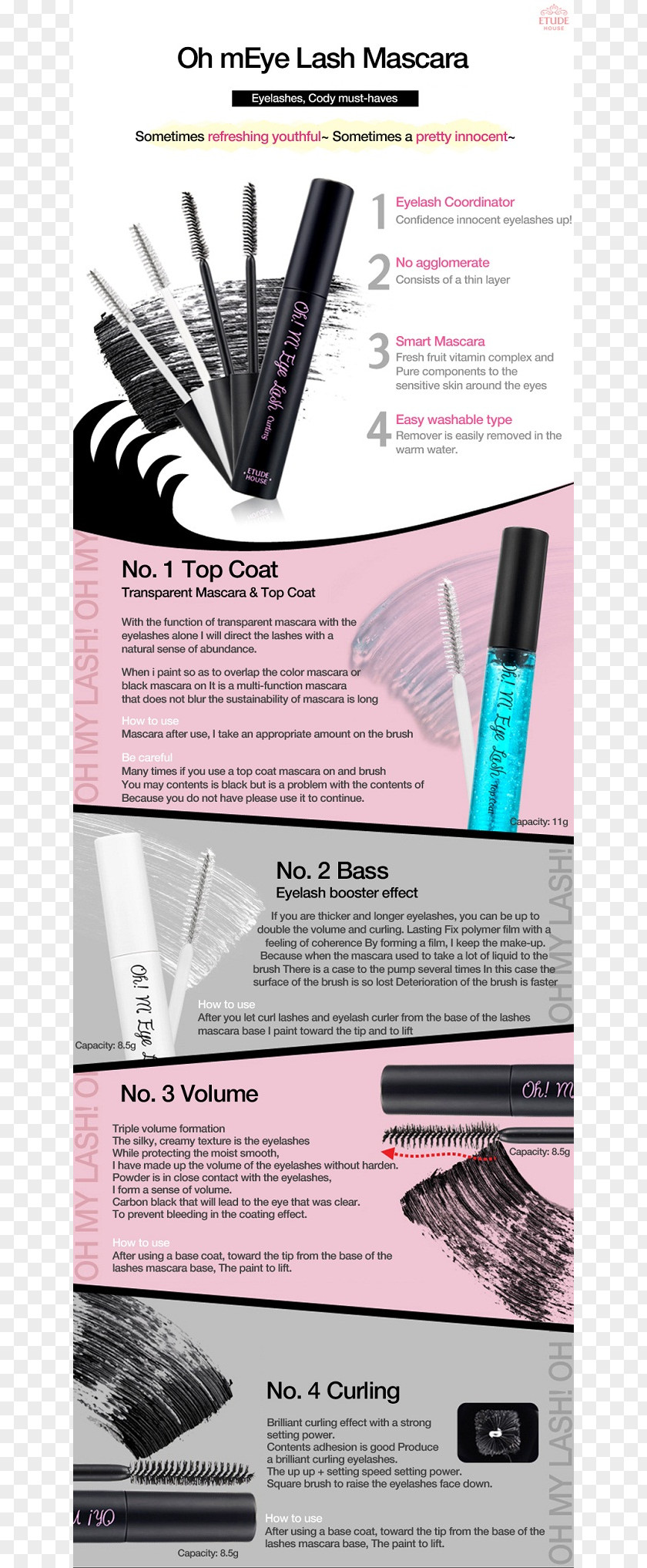 Long Mascara Buxom Lash Eyelash Etude House Cosmetics PNG