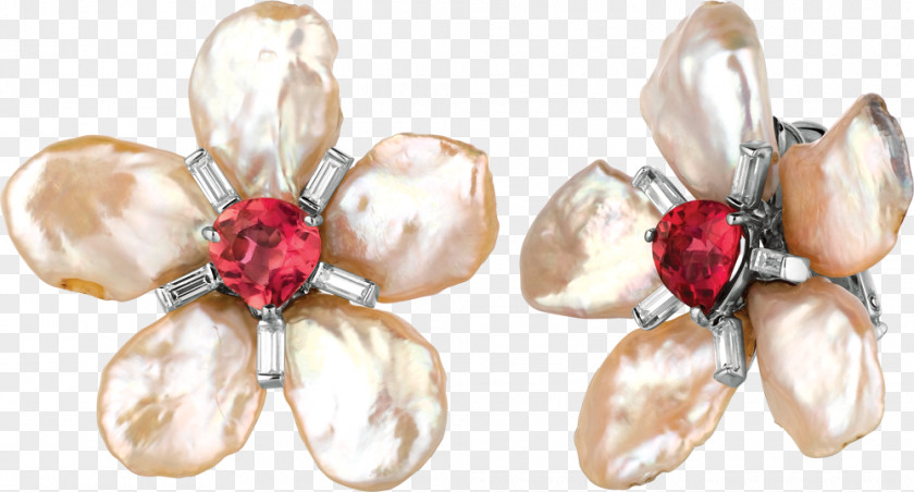 Red Flower Earrings Earring Body Jewellery Brooch Human PNG