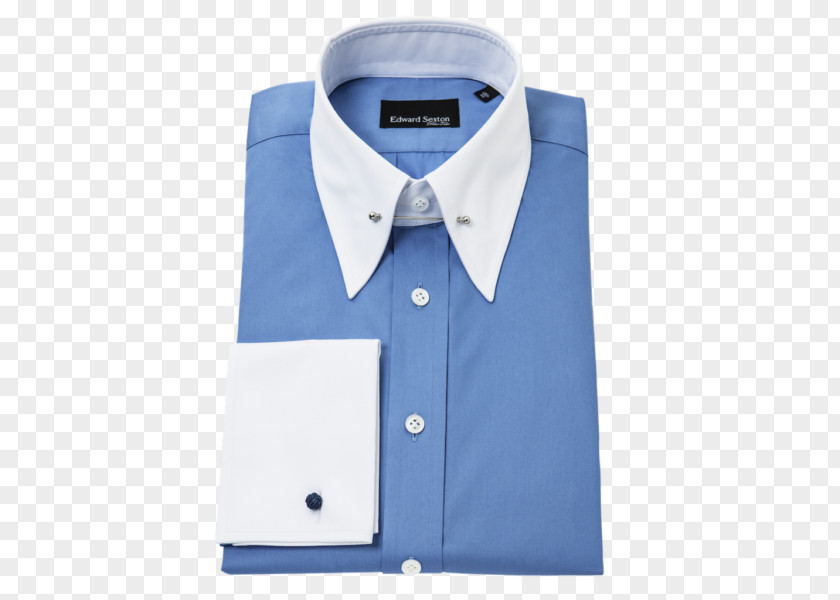 Dress Shirt Blue Collar Pin Cuff PNG