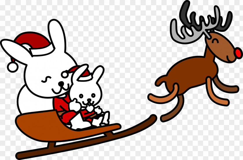 Santa Sleigh Easter Bunny Claus Reindeer Christmas Clip Art PNG