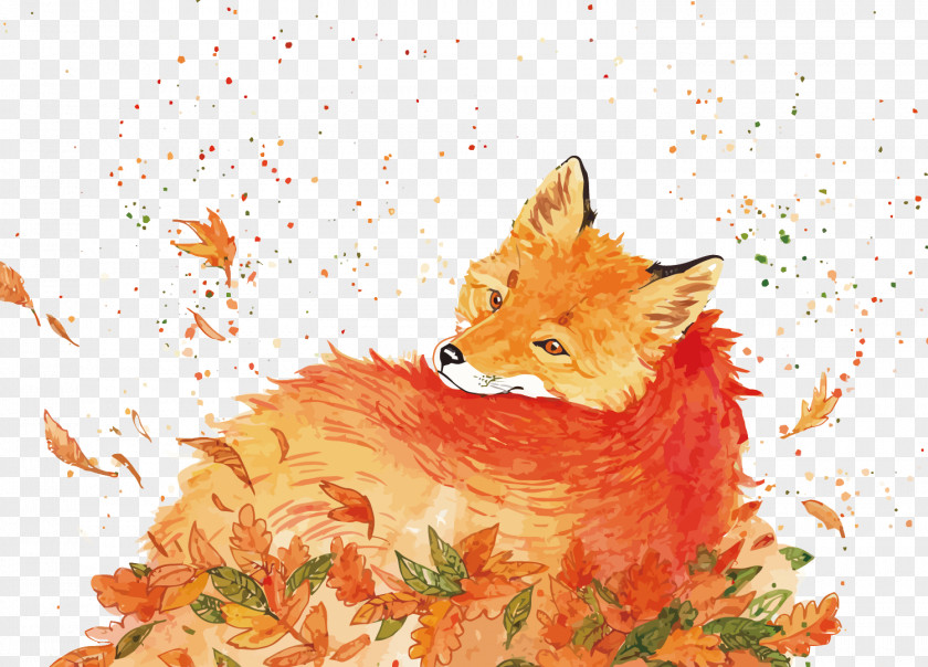 Vector Watercolor Fox Red Painting Drawing PNG