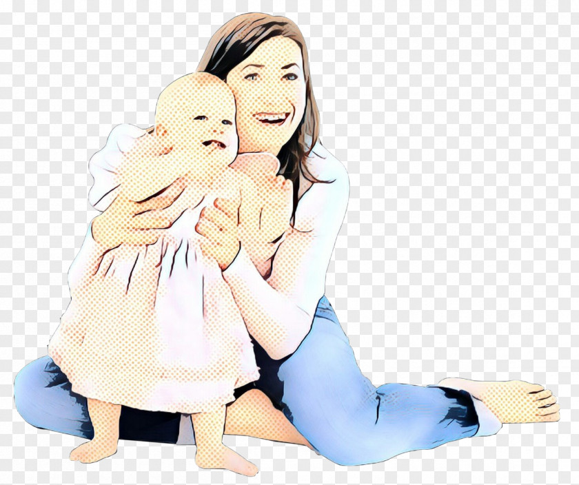 Daughter Gesture Cartoon Sitting Leg Child Mother PNG