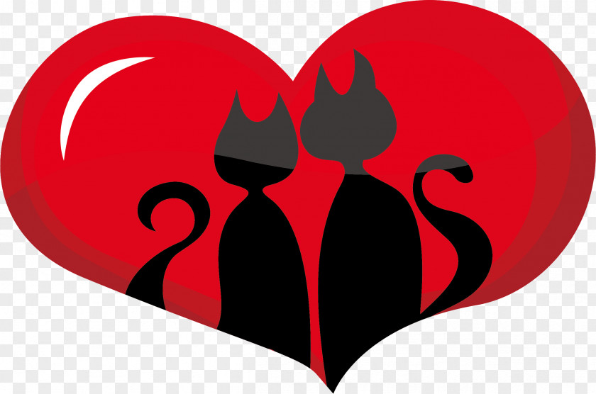 Red Love Kitten Heart Clip Art PNG
