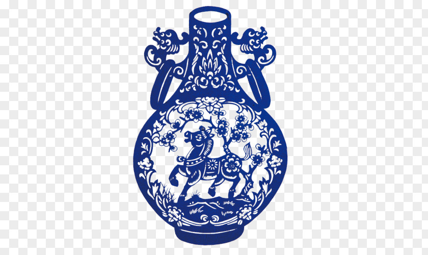 Blue,vase Horse Papercutting Computer File PNG