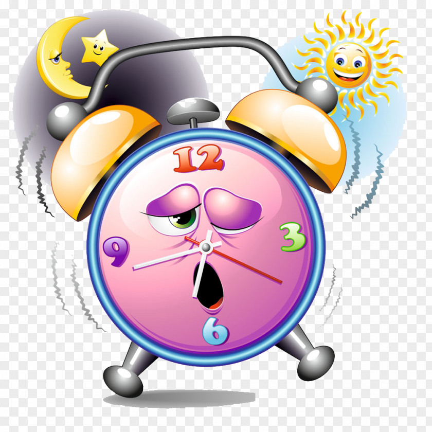 Cartoon Alarm Clock Table Digital Illustration PNG