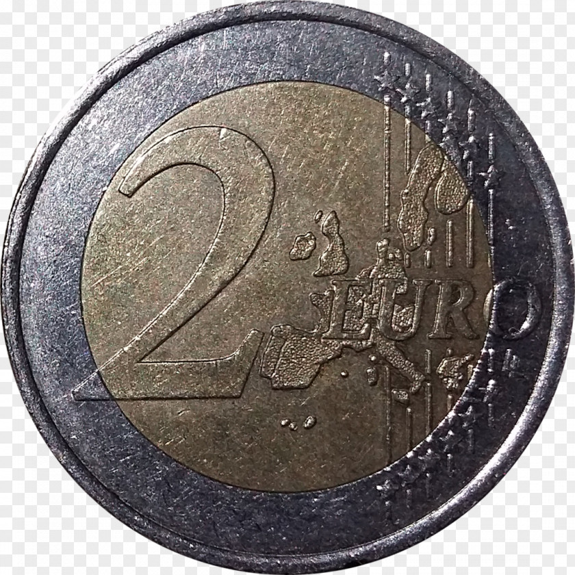 Euro 2 Coin Currency Coins PNG