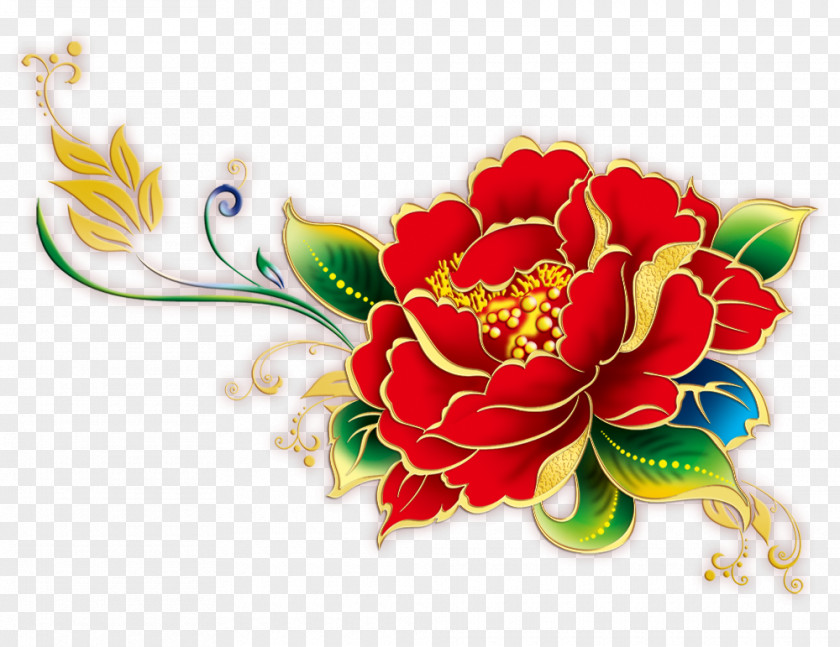Red Peony Flower Rich Element Moutan Download PNG