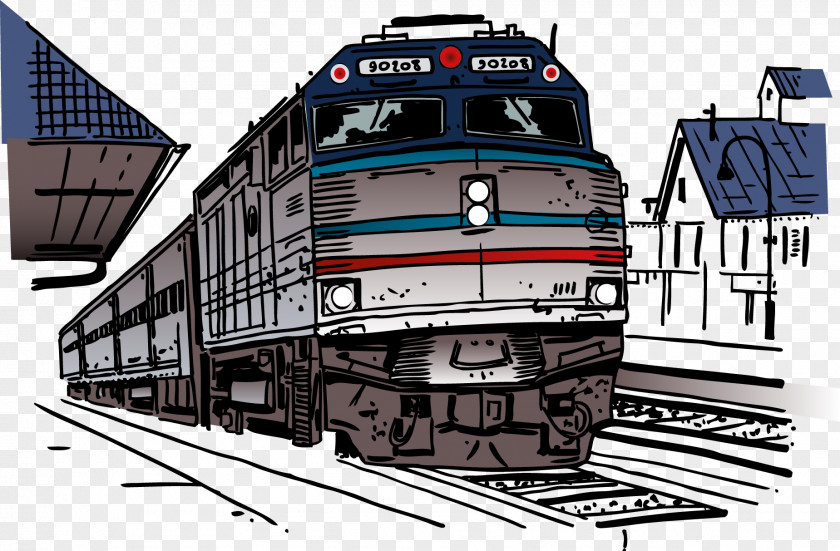 Animation Illustration Hand Painted Retro Tin Train Rail Transport Railroad Car Clip Art PNG