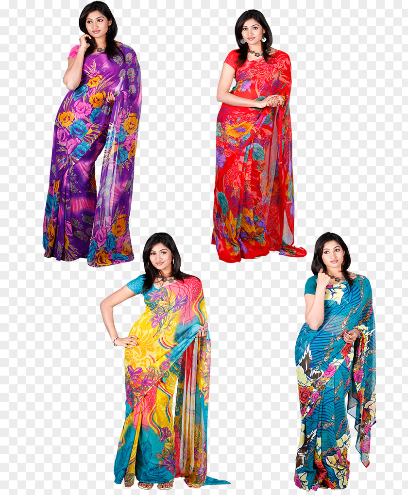 Dress Sari Clothing Женская одежда Georgette PNG